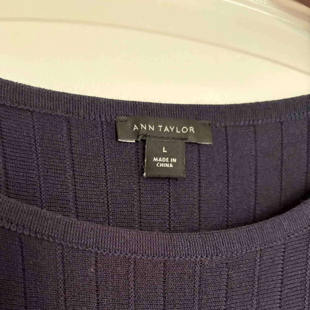 Ann Taylor Navy Long Sleeved Sweater Dress